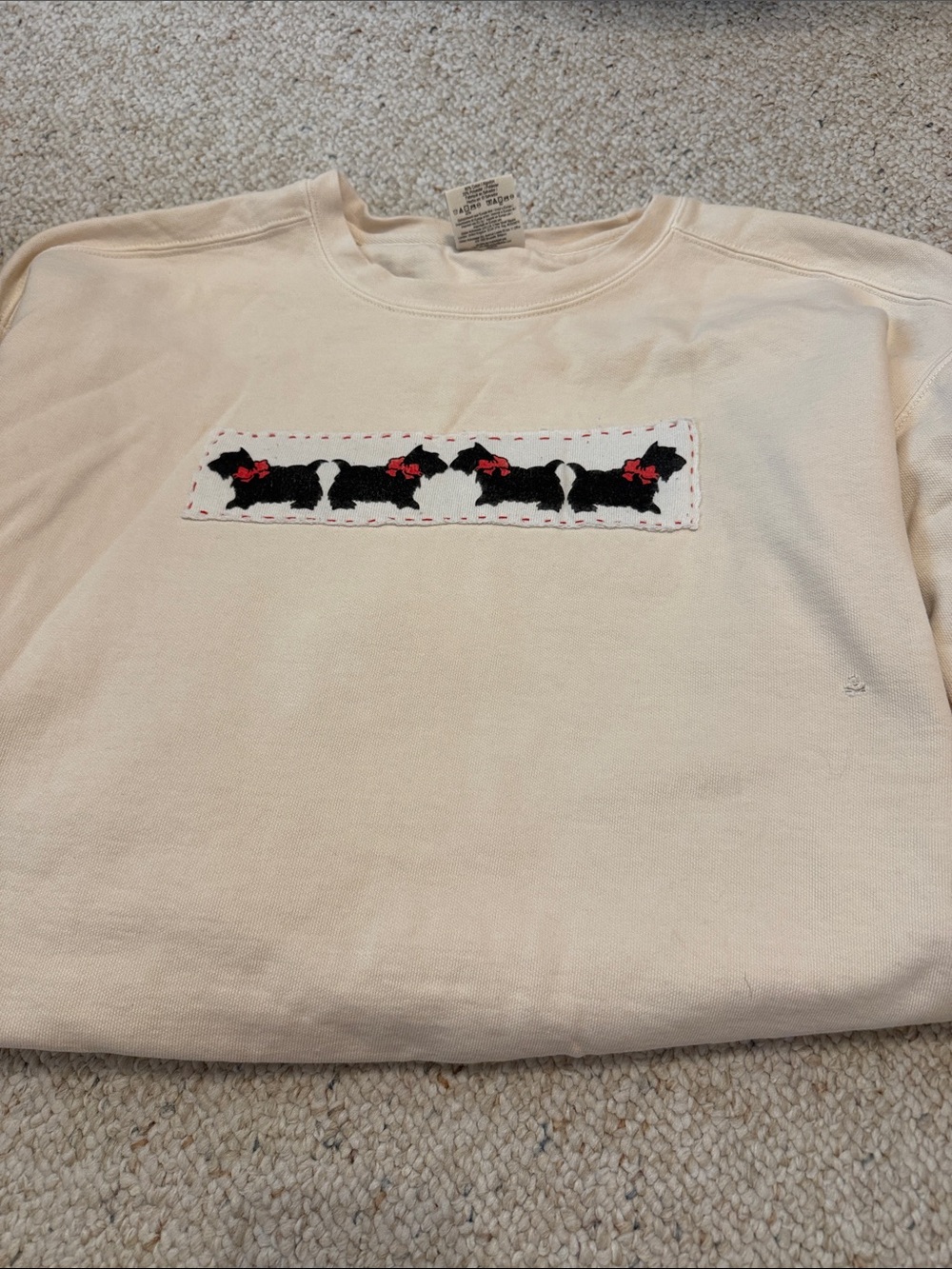 Comfort Colors Cream Crewneck Sweatshirt with Scottie Dog Embroidery